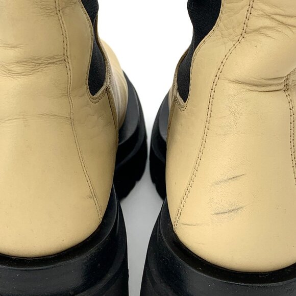 Bottega Veneta Womens Yellow Leather Platform Chelsea Boots Size 36 Mid-Calf Sty - Picture 4 of 9